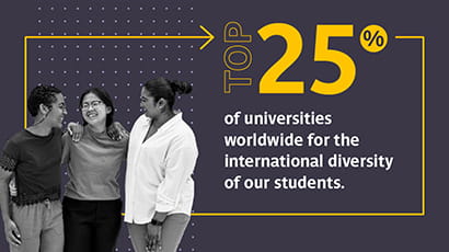The QS World University Rankings 2024 statistic stating that UWE Bristol is in the top 25% of universities for student diversity.