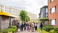 A group of prospective students being given a tour around Purdown View.