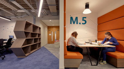 The Maths Hub with two students studying