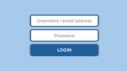 An example of a login screen (two text boxes asking you to enter your username/email address and password, and a LOGIN button).