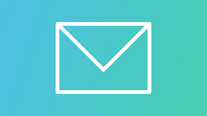 A blue background with a white outline of an envelope.